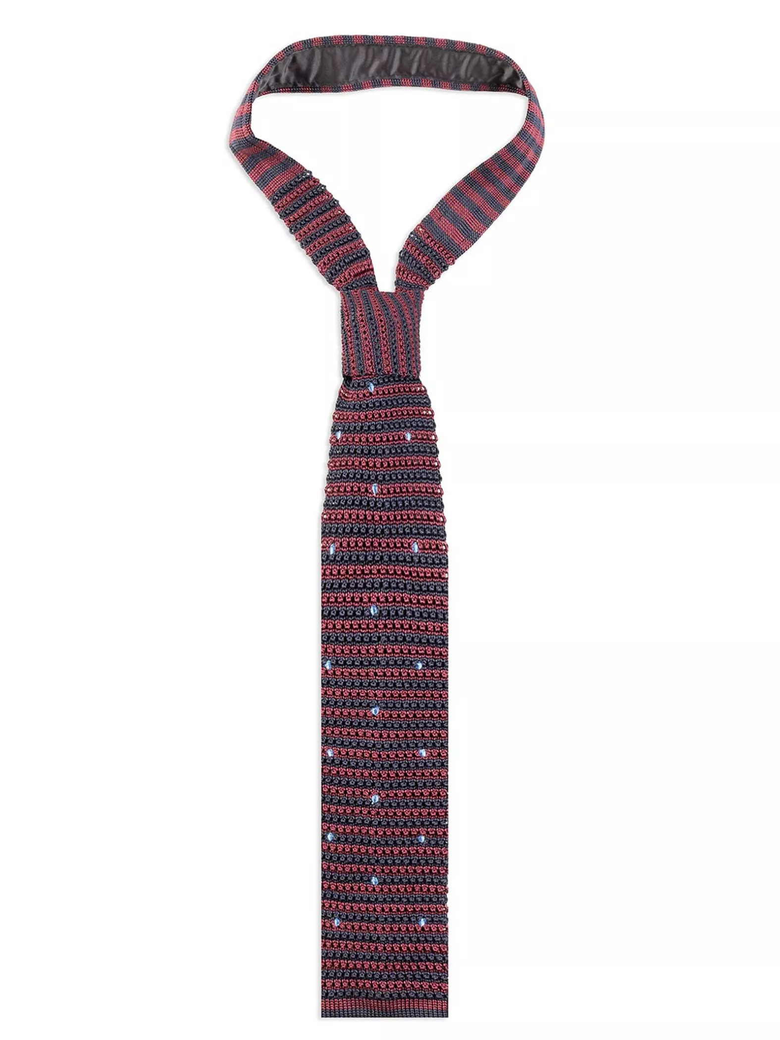 Refined Silk Men's Tie with Stripes and Polka Dots Pattern, Square Tip