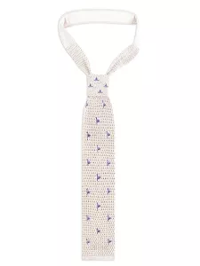 Refined Silk Men's Tie with Stripes and Polka Dots Pattern, Square Tip