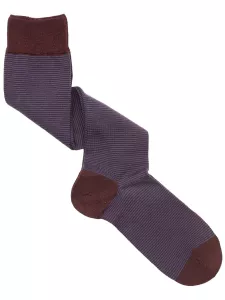 Elegant Striped Patterned Wool Men's Long Socks - One Size