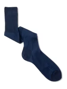 Classic rib thin Filo Scozia cotton knee high socks