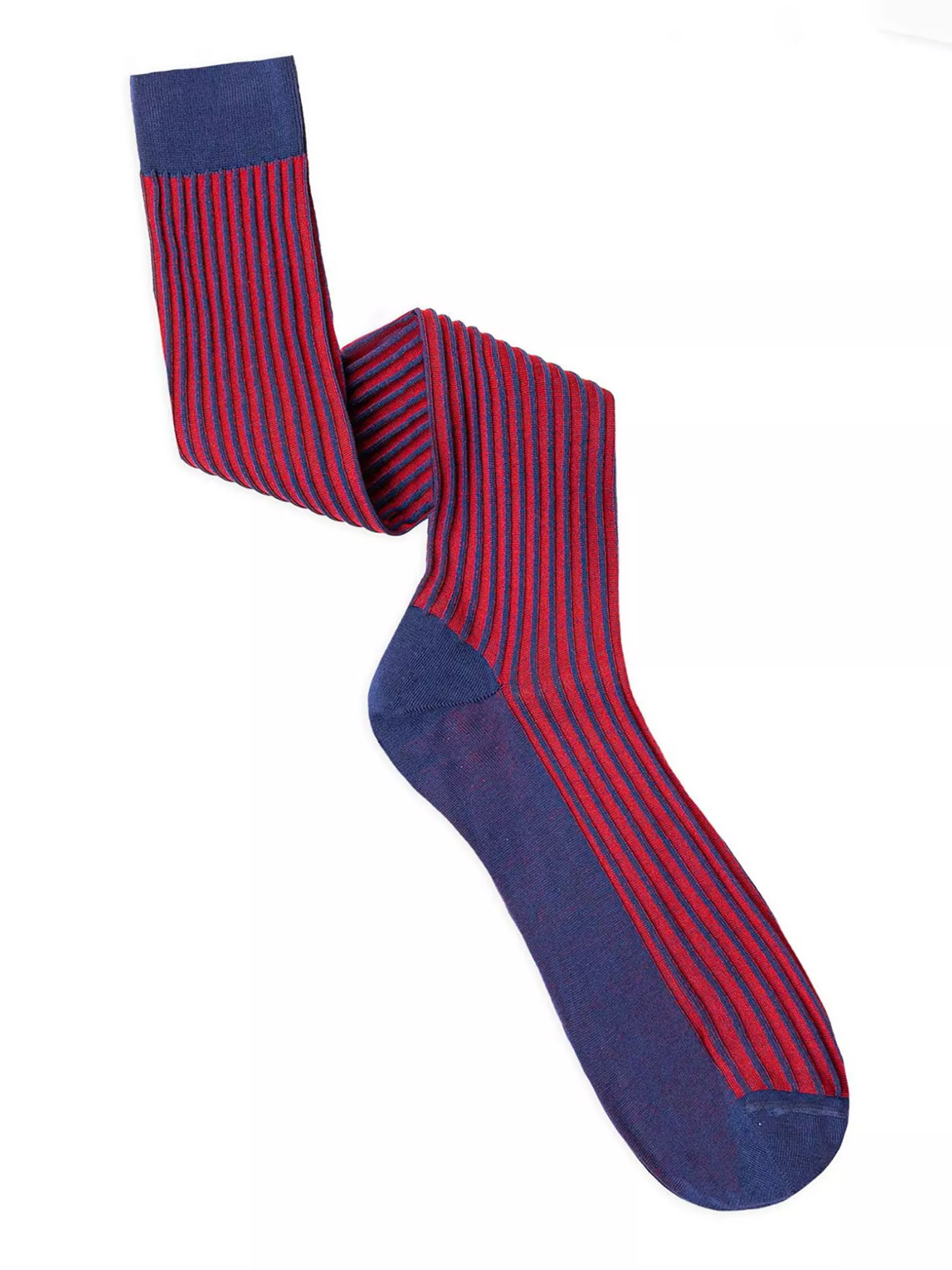 Men's Long Bicolor Relief Ribbed Knee High Socks
