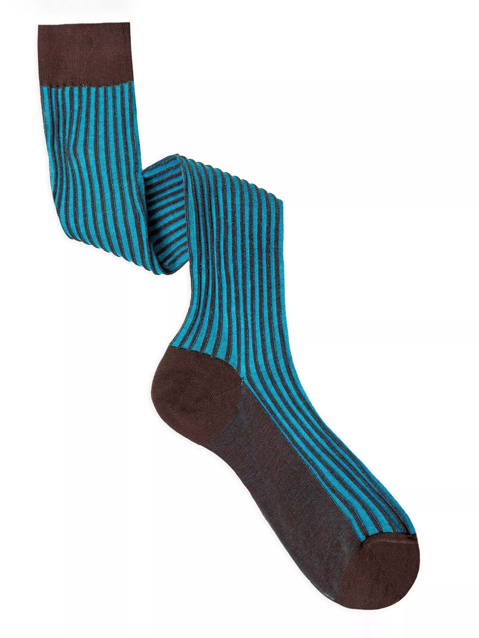 Men's Long Bicolor Relief Ribbed Knee High Socks