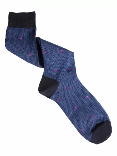Men's Long Socks, Fish Pattern, in Cotton