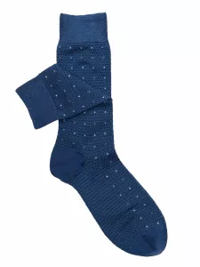 Men's Long Socks, Micro Square Pattern, in Cotton